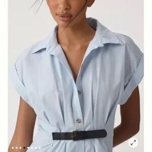 By Anthropologie Short-Sleeve Belted Shirt Dress Blue XXS Brand New condition!